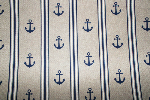 Preview: Dekostoff Anker und Streifen Leinen Look (10 cm)