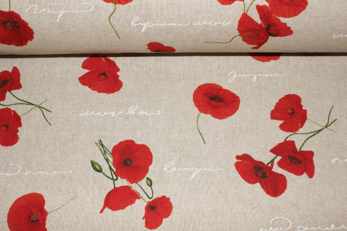 Dekostoff Mohn Leinen Look (10 cm)