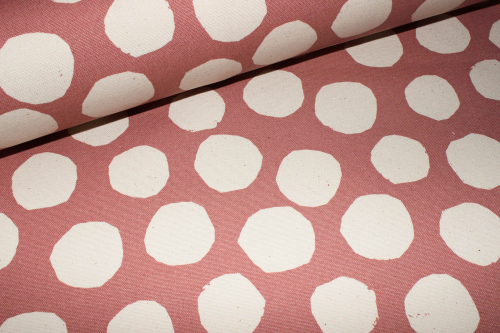 Kokka BaumwollcanvasTreflé Dots vintage dusty rose/ natur (10 cm)