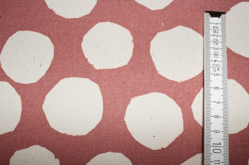 Preview: Kokka BaumwollcanvasTreflé Dots vintage dusty rose/ natur (10 cm)