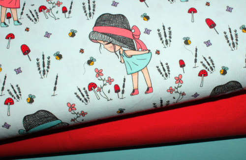 Preview: Jersey "Mädchen auf Wiese" pastellmint (10 cm)