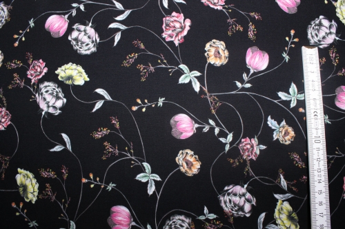 Preview: Viskose-Druck "Arima Nero" schwarz (10 cm)