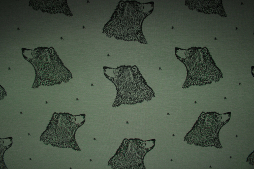 Stretch-Sweat "Curious Bear" olive (10 cm)