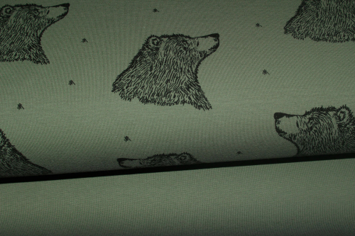 Stretch-Sweat "Curious Bear" olive (10 cm)
