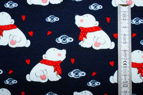 French Terry Eisbär Ole dunkelblau (10 cm)