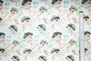 Preview: Designer-Baumwollstoff Enchanted Forest gedecktes weiß (10 cm)