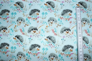 Preview: Designer-Baumwollstoff Enchanted Forest aqua (10 cm)