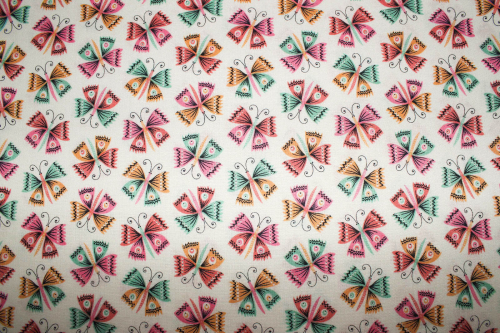 Designer- Baumwollstoff Flutter creme (10 cm)