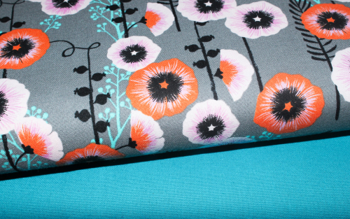 Preview: Designerbaumwolle Hollyhocks Grey (10 cm)