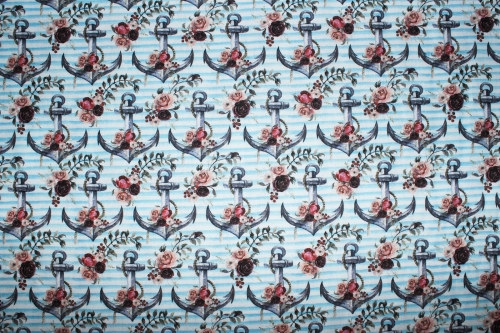 Preview: Baumwollstoff florale Anker (10 cm)