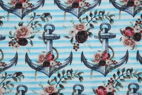 Preview: Baumwollstoff florale Anker (10 cm)