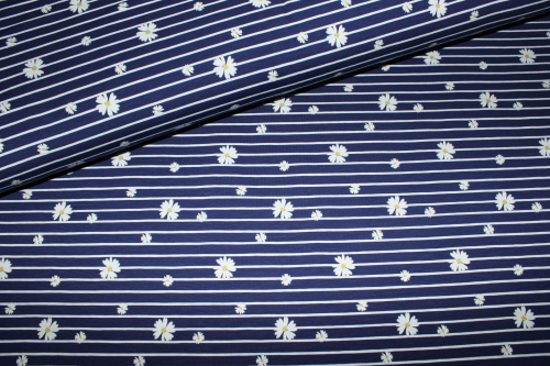 Jersey "Gänseblümchen" dunkelblau/weiß (10 cm)