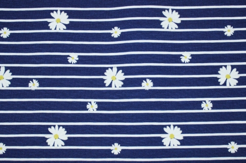 Preview: Jersey "Gänseblümchen" dunkelblau/weiß (10 cm)