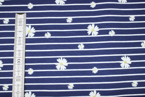 Preview: Jersey "Gänseblümchen" dunkelblau/weiß (10 cm)
