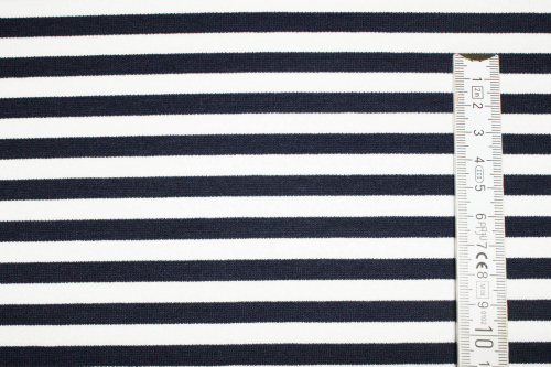 Preview: Romanit-Jersey Ruby nachtblau/weiß (10 cm)