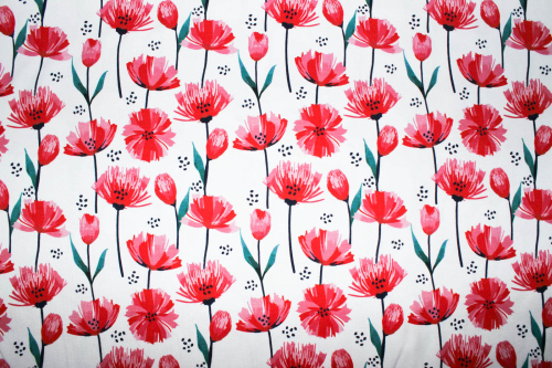 Preview: Jersey Sommerblumen reinweiß (10 cm)