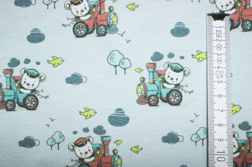 Preview: Jersey Bär als Lokomotivführer graublau (10 cm)