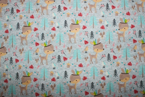 Preview: French Terry Indianerrehe hellgrau meliert (10 cm)