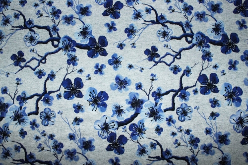 Preview: Jersey Kirschblütenzweige hellgrau meliert (10 cm)