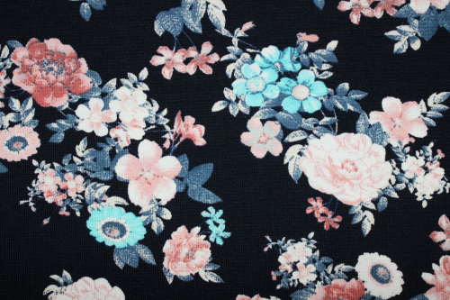Jersey "Blüten" nachtblau (10 cm)