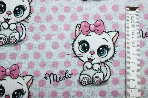 Preview: Jersey Kätzchen Meow grau meliert (10 cm)