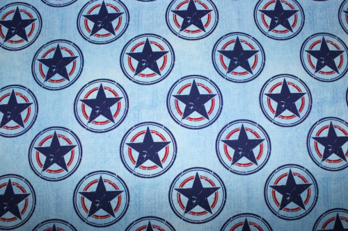 Preview: Sommersweat Sterne und Kreise hellblau (10 cm)