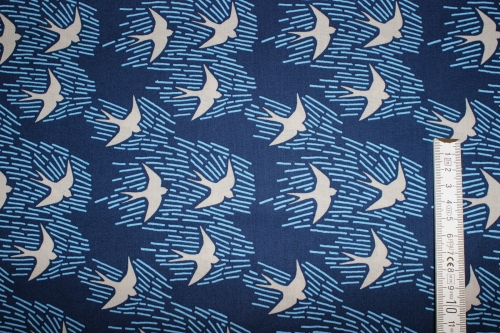 Preview: Designerbaumwollstoff Whitehaven dunkelblau (10 cm)