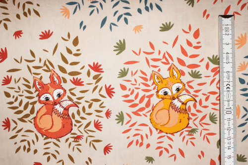 Designer-Baumwollstoff Foxes in Fall (10 cm)