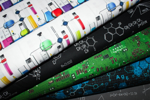 Preview: Designerbaumwollstoff "Science Fair" Chemie  (10 cm)