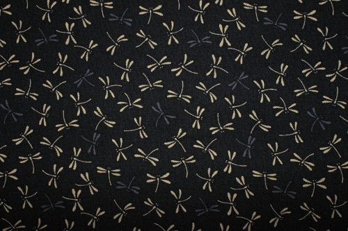 japanische Designerbaumwolle Dragonfly schwarz (10 cm)