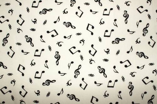 Preview: Designerbaumwolle Noten naturweiß/schwarz (10 cm)