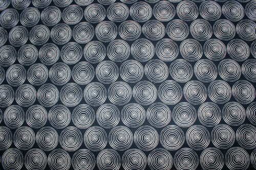 Preview: Baumwoll-/ Leinengemisch Midnight Garden Kreise dunkelblau (10 cm)