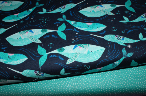 Designerbaumwollstoff Twist Teal  (10 cm)