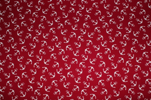Preview: Baumwollstoff Anker dunkleres rot (10 cm)