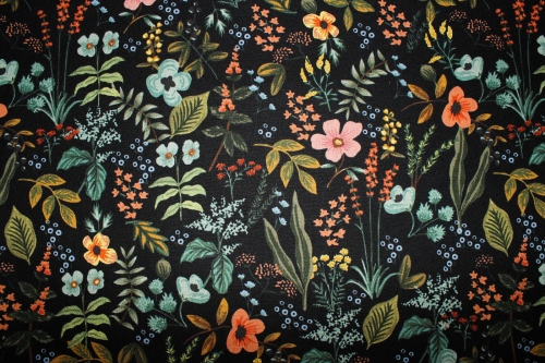 Preview: Taschenstoff Canvas Herb Garden schwarz (10 cm)