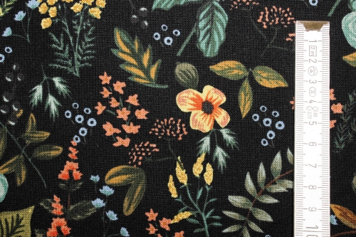 Preview: Taschenstoff Canvas Herb Garden schwarz (10 cm)