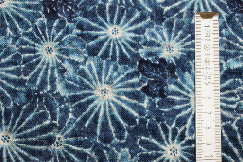 Preview: Baumwollstoff Kokka Ai Nikki blau/ cremeweiß (10 cm)