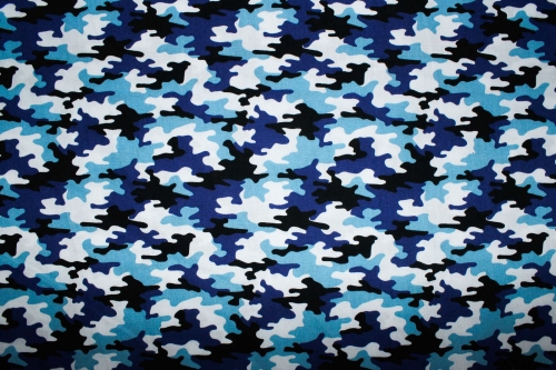 Preview: Baumwollstoff Camouflage blau/weiß/schwarz (10 cm)