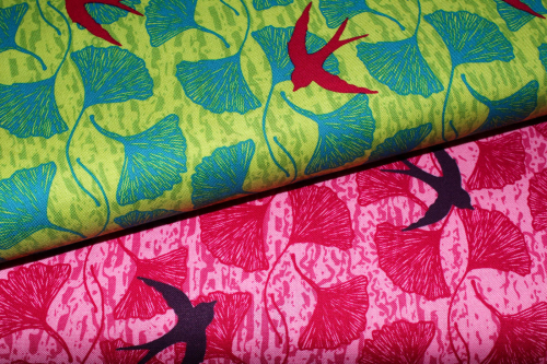 Preview: Designer-Baumwollstoff Norma Rose - Songbirds grün (10 cm)