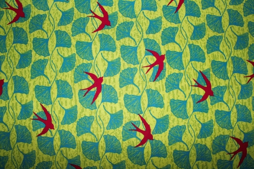 Preview: Designer-Baumwollstoff Norma Rose - Songbirds grün (10 cm)