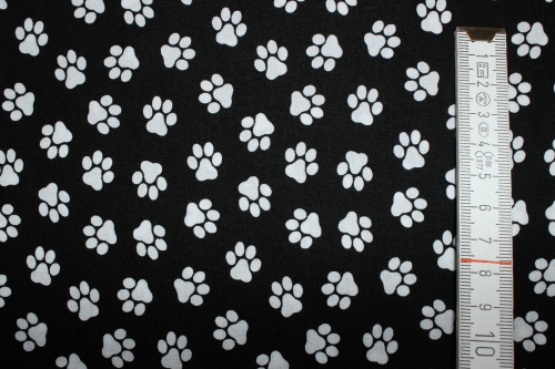 Baumwolle Pfötchen schwarz (10 cm)