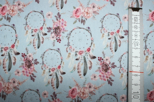 Preview: Baumwolle Traumfänger dusty blue (10 cm)