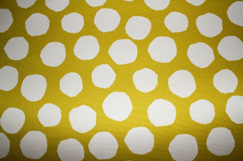 Preview: Kokka BaumwollcanvasTreflé Dots vintage dusty yellow/ natur (10 cm)