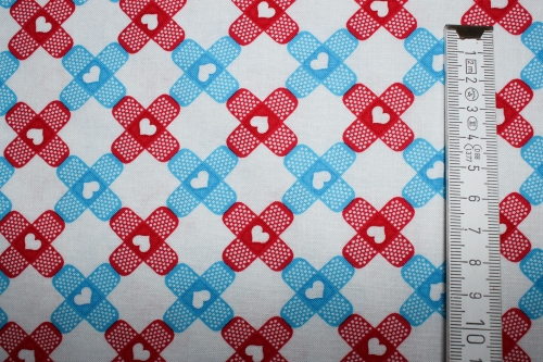 Preview: Designer-Baumwollstoff Pflastermuster weiß (10 cm)