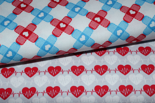 Preview: Designer-Baumwollstoff Pflastermuster weiß (10 cm)