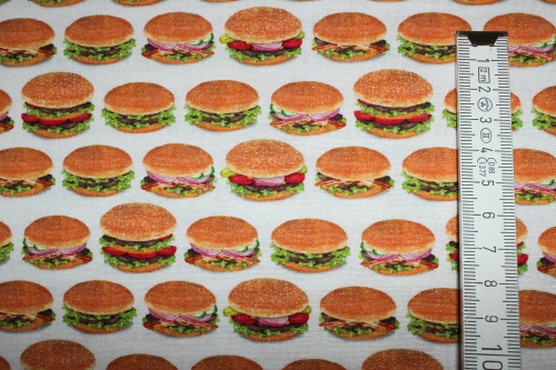 Preview: Designerbaumwolle Burger weiß (10 cm)