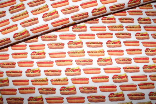 Designerbaumwolle Hot Dog weiß (10 cm)