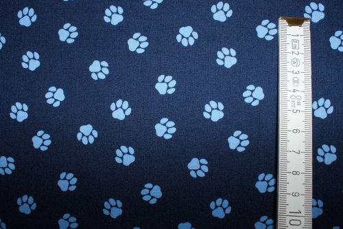 Preview: Baumwolle Pfötchen blau (10 cm)