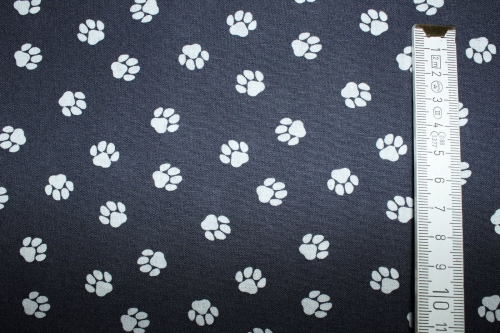 Preview: Baumwolle Pfötchen dunkelgrau (10 cm)