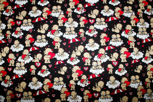 Preview: Baumwollstoff Engel & Teufel schwarz (10 cm)